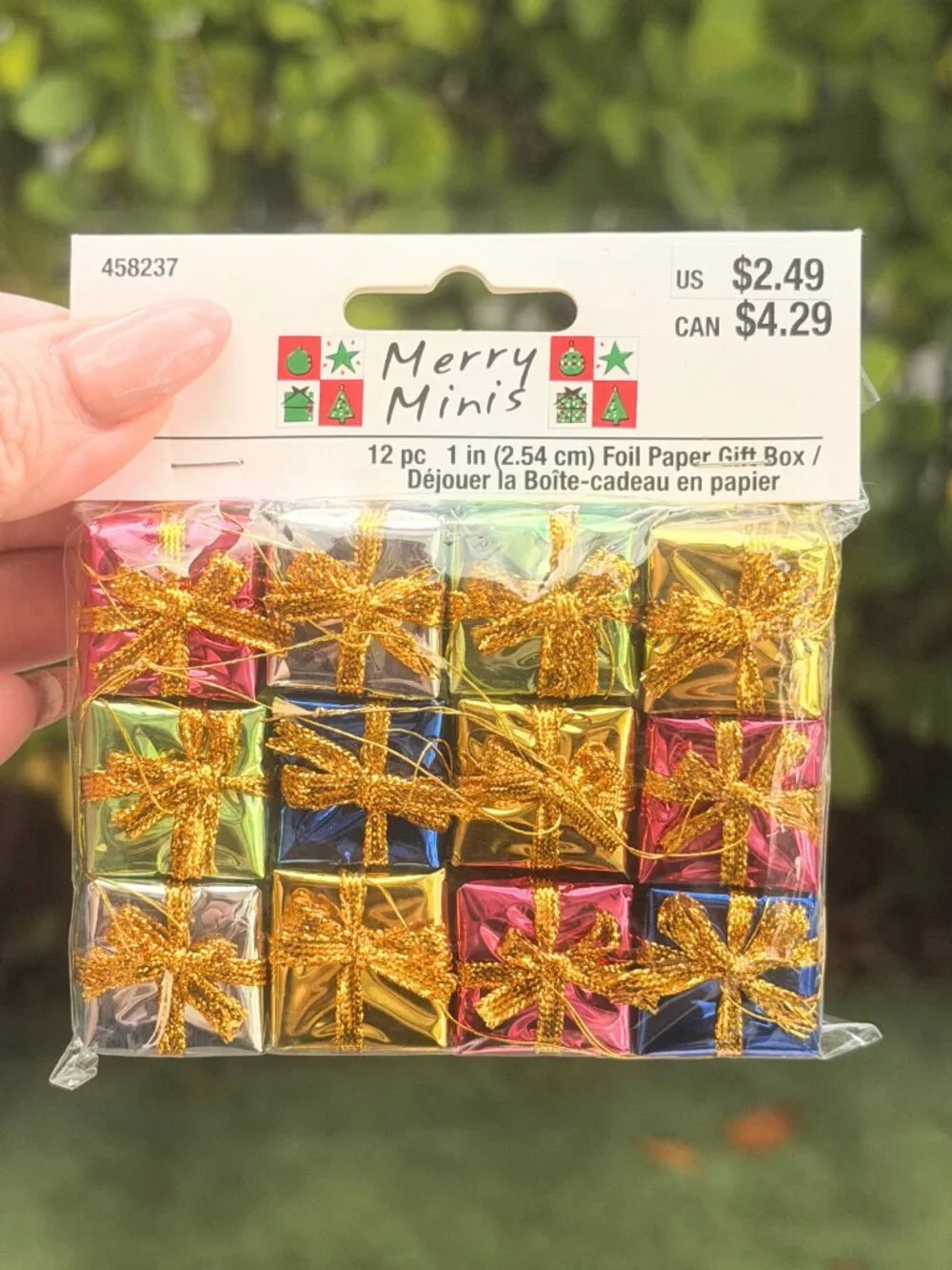 Miniature Lot of NEW Foil Gifts Boxes Dollhouse Mini Christmas Tree Ornaments